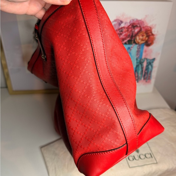 Gucci Diamente Red Leather Tote Bag - Picture 11 of 16